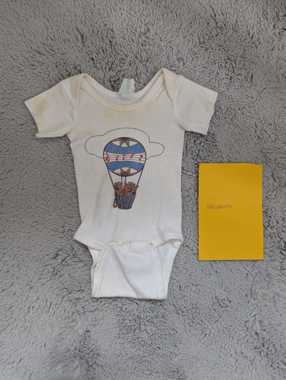 Vintage Early 90s JCPenney Toddlertime Hot Air Balloon Teddy Bear Bodysuit | NB